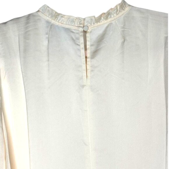 J. Crew Ruffle-Sleeve/Neck Blouse Satin Crepe - Ivory - XL - Picture 7 of 10